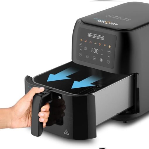 ⁦Black & Decker Airfryer SAF80W , 8L ,1700W , Viewing Window with Cavity Lamp⁩ - الصورة ⁦2⁩