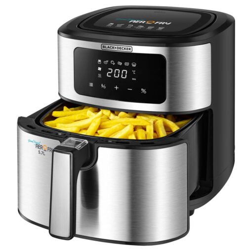 ⁦Black & Decker Airfryer AF7257 , 7.2L , 1500W , Stainless steel⁩ - الصورة ⁦2⁩