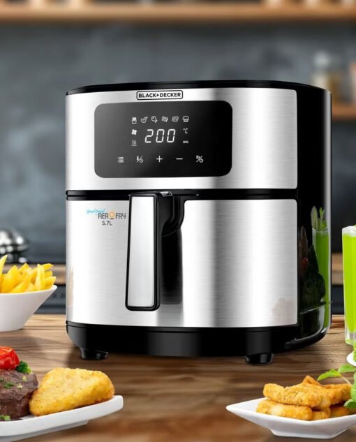 ⁦Black & Decker Airfryer AF7257 , 7.2L , 1500W , Stainless steel⁩ - الصورة ⁦4⁩