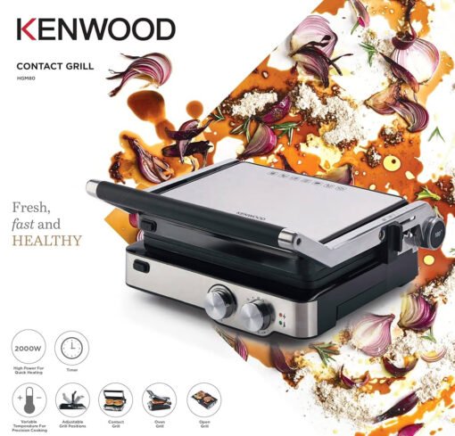 Kenwood Health Grill HGM80 , 2000W , Timer , Stainless Steel - Image 6