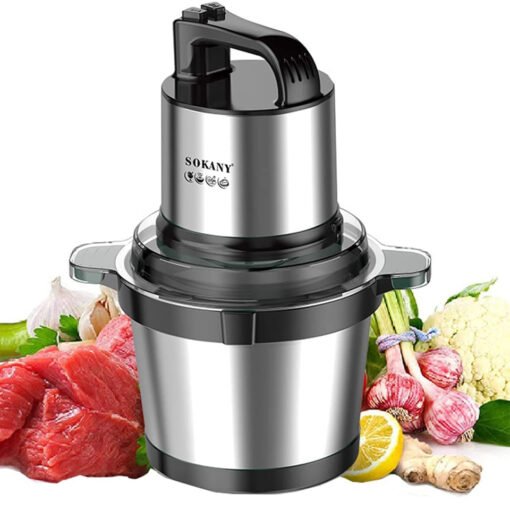 Sokany Meat Chopper SK-7028 , 800W , 4L Stainless Steel Bowl , 4 Stainless Steel Blades - Image 2