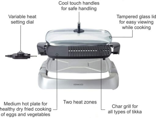 Kenwood Health Grill HG266 , 2200W , Silver - Image 5