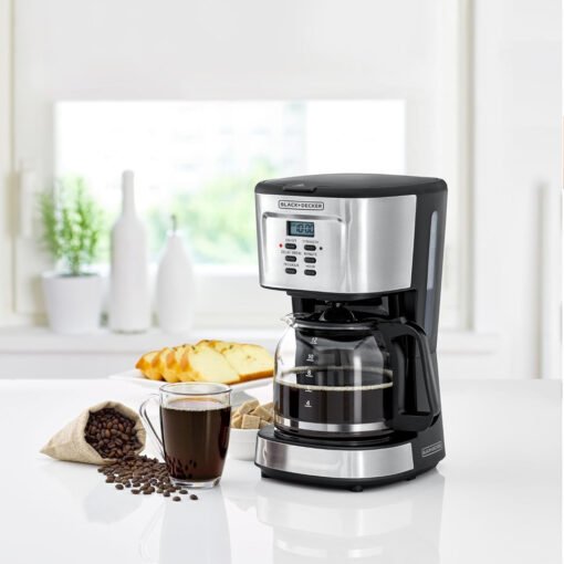 Black & Decker Coffee Maker DCM85 , 1.5L 12 Cups , LCD Display With Digital Controls , Permanent Filter - Image 4