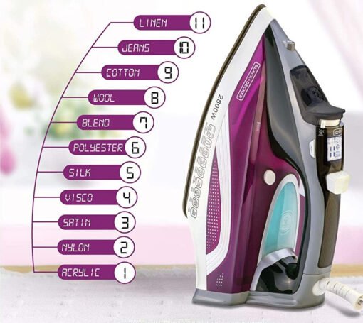 ⁦Black & Decker Steam Iron X2250 , 2800W , Digital⁩ - الصورة ⁦6⁩