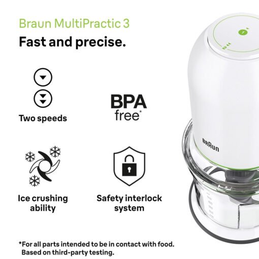 Braun Chopper CH3011WH , MultiPractic 500W , 500ml , 4 Stainless Steel Blades , White - Image 4