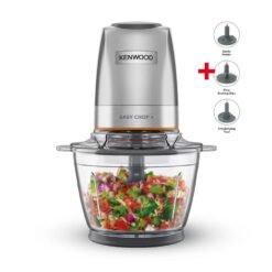 Kenwood Chopper CHP62.470SI , 500W , 600ml Glass Bowl , 4 Stainless Steel Blades , 3 Attachment