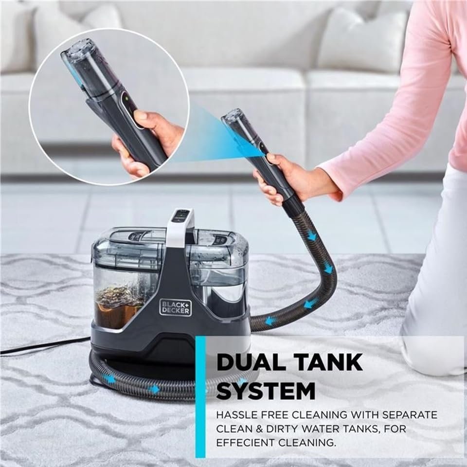 Black & Decker Spot Clean Vacuum Cleaner BHSC600 , 600W , for Carpet and Upholstery , 2 Tanks , 5in1 , Wet & Dry Cleaning - الصورة 5