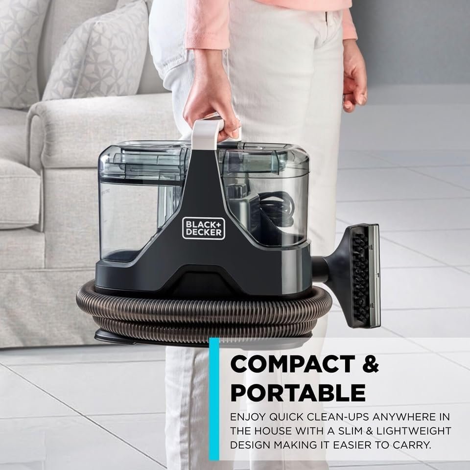 Black & Decker Spot Clean Vacuum Cleaner BHSC600 , 600W , for Carpet and Upholstery , 2 Tanks , 5in1 , Wet & Dry Cleaning - الصورة 6